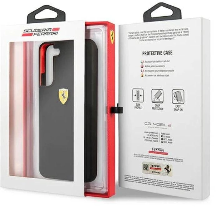Dėklas Ferrari FESSIHCS22SBK S22 S901 juoda/juodas hardcase On Track Silicone