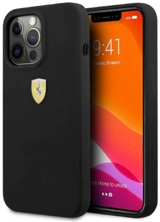 Ferrari FESSIHMP13XBK Apple iPhone 13 Pro Max 6,7″ juodos spalvos kietas dėklas Silicone MagSafe