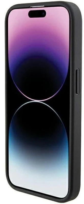 Ferrari FEHCP15XGSPSIK Apple iPhone 15 Pro Max 6.7″ juodos spalvos kietas dėklas Grip Stand Metal Logo