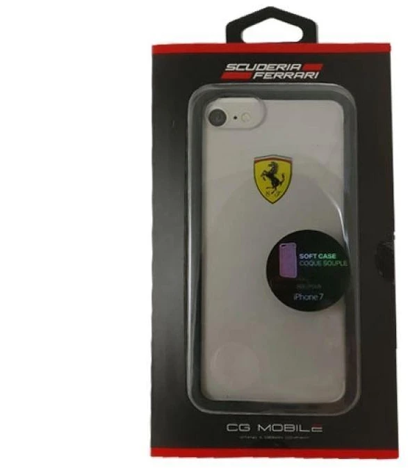 Ferrari kietas dėklas FEHCRFP7BK Apple iPhone 7/8/SE 2020 / SE 2022 skaidrus/juodos spalvos