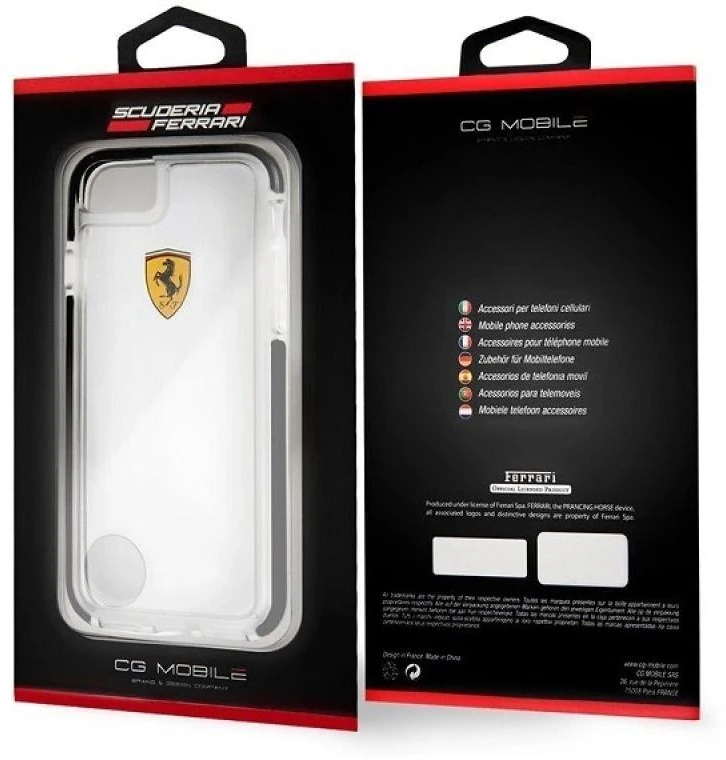 FERRARI kietas dėklas FEGLHCP7BK IPHONE 7 / 8 TRANSPARENT