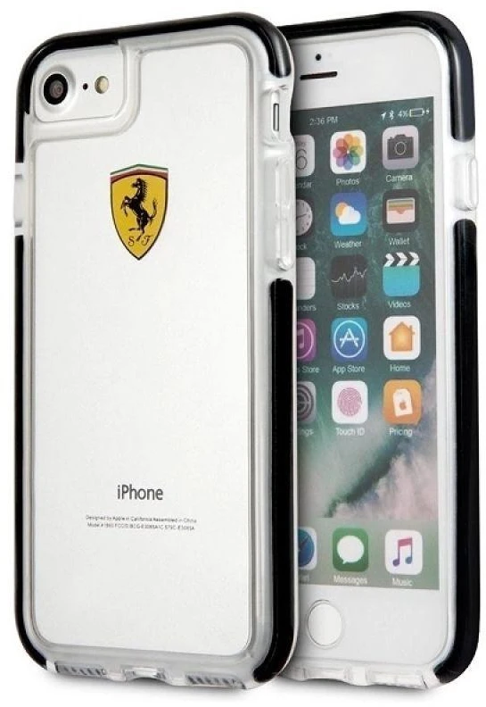 FERRARI kietas dėklas FEGLHCP7BK IPHONE 7 / 8 TRANSPARENT