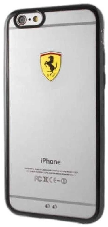 Ferrari kietas dėklas FEHCP6LBK Apple iPhone 6/6S Plus racing shield skaidrus juodos spalvos