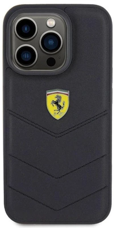 Ferrari FEHCP15LRDUK Apple iPhone 15 Pro 6.1″ juodos spalvos kietas dėklas Quilted Metal Logo
