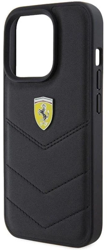 Ferrari FEHCP15LRDUK Apple iPhone 15 Pro 6.1″ juodos spalvos kietas dėklas Quilted Metal Logo