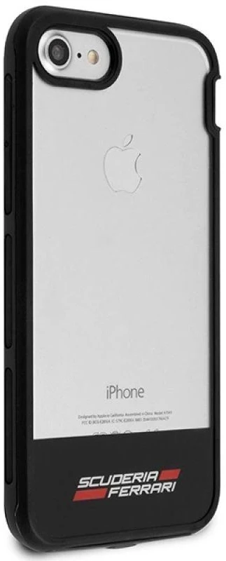 Ferrari kietas dėklas FEHCP7BISBK Apple iPhone 7/8/SE 2020 / SE 2022 skaidrus juodos spalvos
