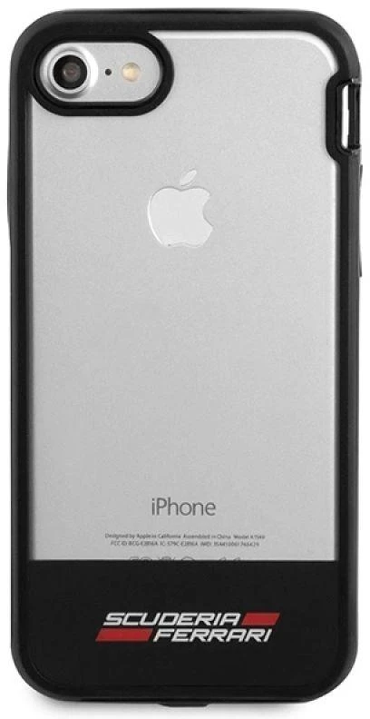Ferrari kietas dėklas FEHCP7BISBK Apple iPhone 7/8/SE 2020 / SE 2022 skaidrus juodos spalvos