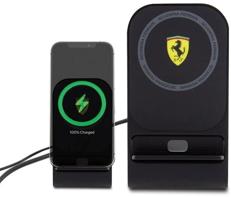 Ferrari belaidis įkroviklis FEMFBMALK 15W juodos spalvos 2023 Collection MagSafe