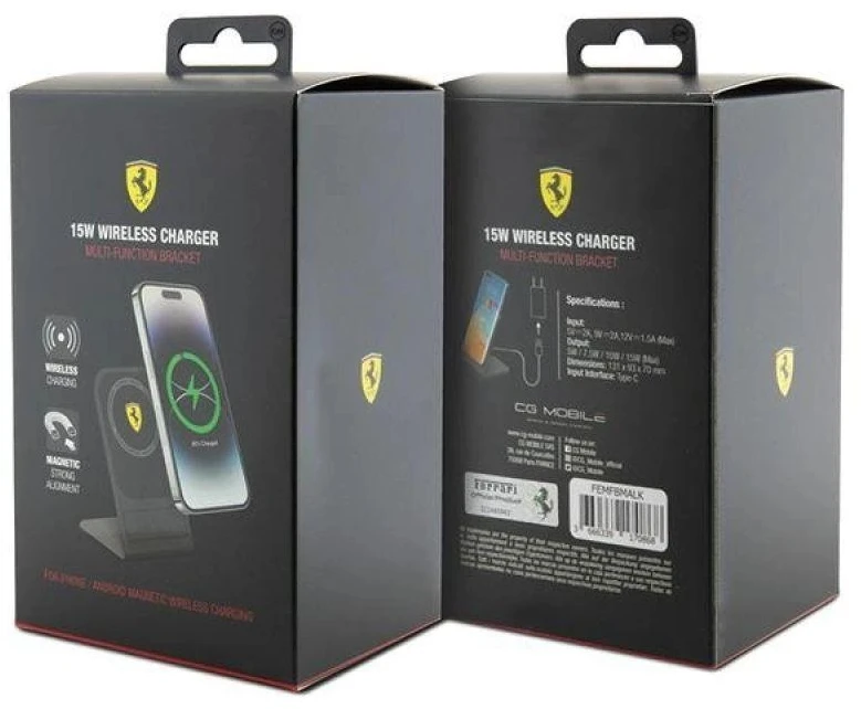 Ferrari belaidis įkroviklis FEMFBMALK 15W juodos spalvos 2023 Collection MagSafe