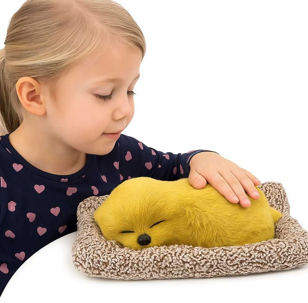 Lean Toys Miegantis Labradoro Šuniukas Ant Pagalvės Su Krepšiu