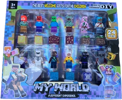 Figurėlės Konstruktoriams Su Magnetiniais Kubeliais Minecraft My World 24 vnt.