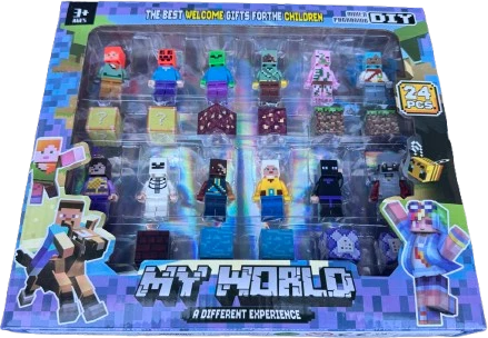 Figurėlės Konstruktoriams Su Magnetiniais Kubeliais Minecraft My World 24 vnt.