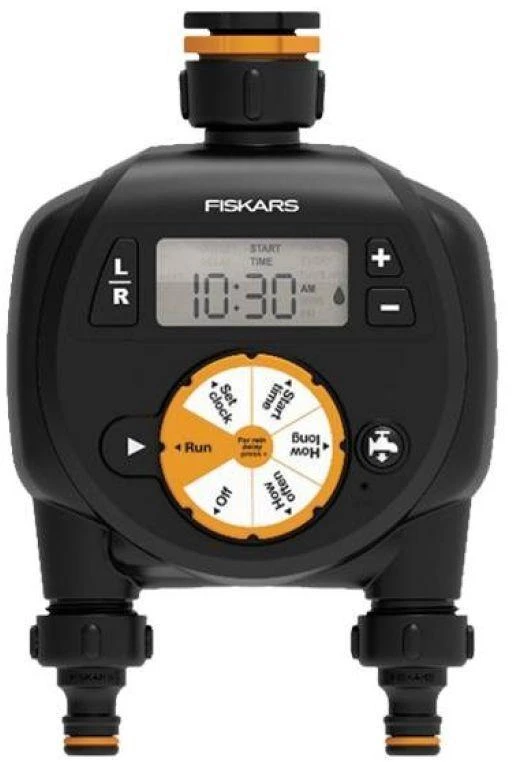 Fiskars laistymo laikmatis su dviem išėjimais