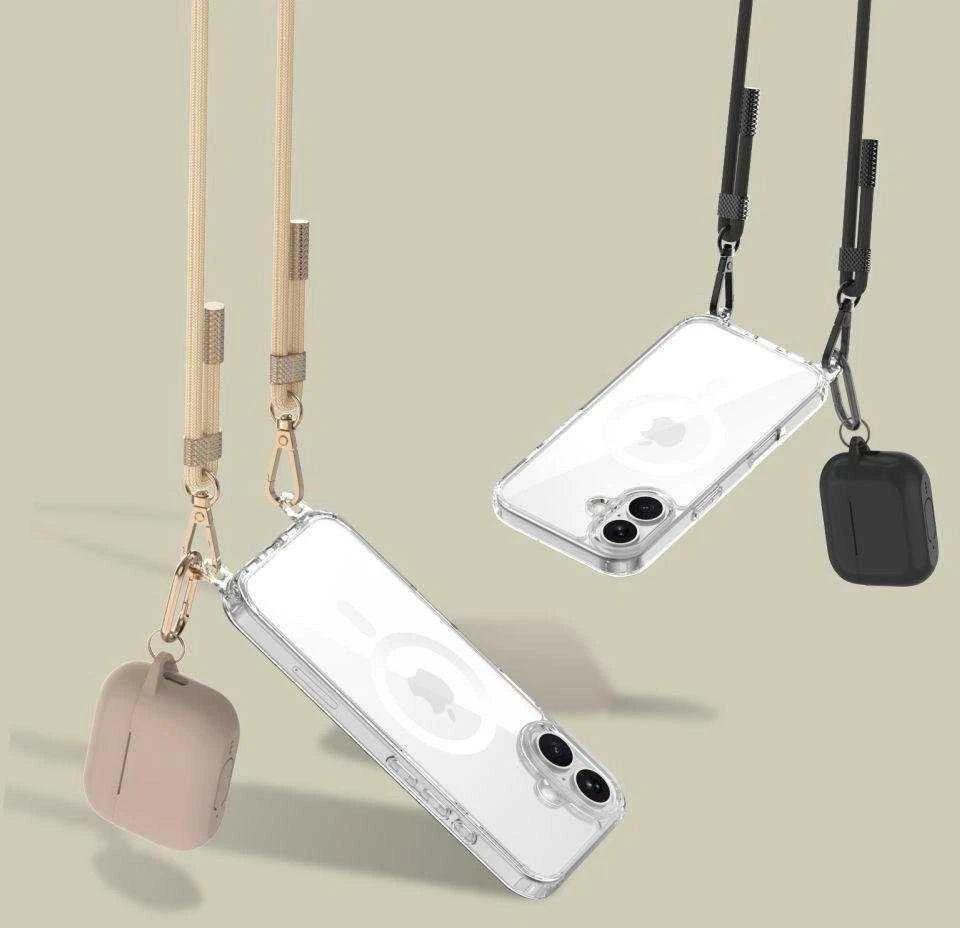 Dėklas Tech-Protect FlexAir Chain MagSafe Case for iPhone 16e / 17e - Juodas and rusvai gelsvas