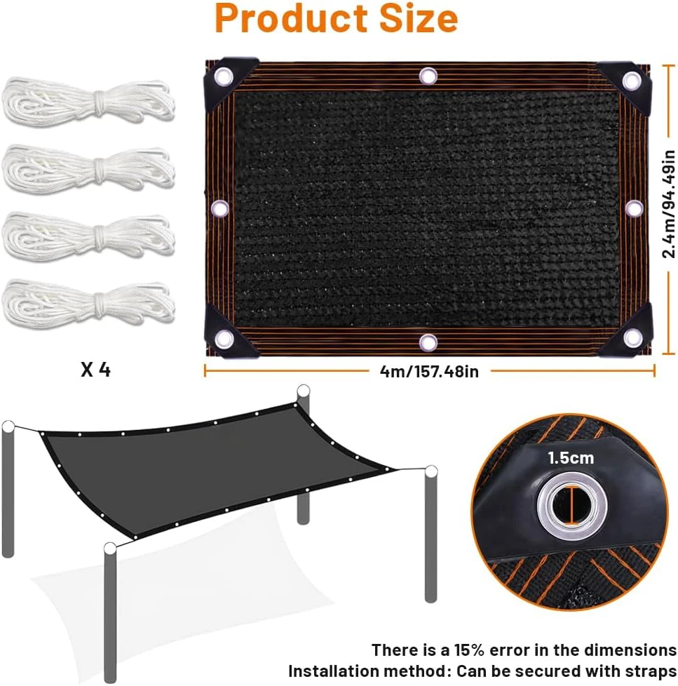 flintronic sodo šešėliavimo tinklas, 50% UV apsauga, polietilenas, 4x2,4 m juodas