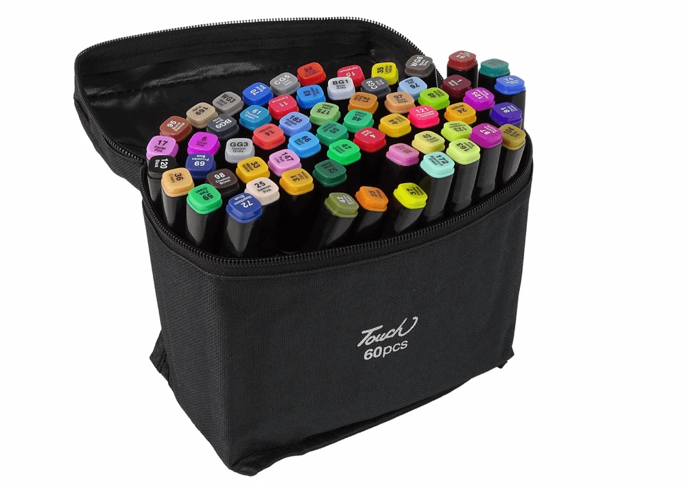 Lean Toys Dvipusiai alkoholio pagrindo flomasteriai Pro Touch, 60 vnt.