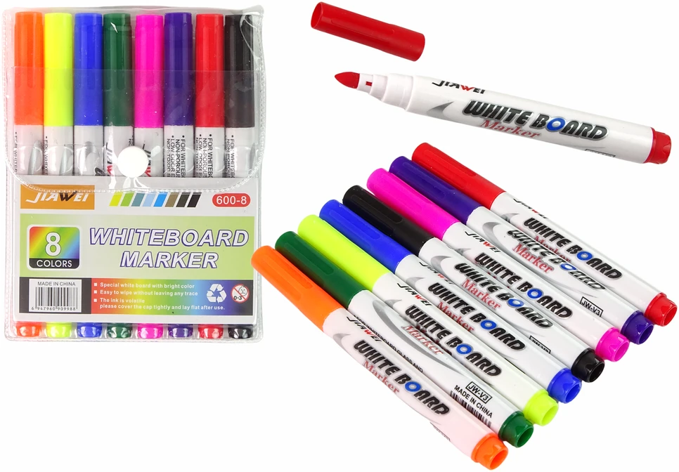 Žymeklių rinkinys Lean Toys, 8 vnt, piešimui ant stiklo ir popieriaus