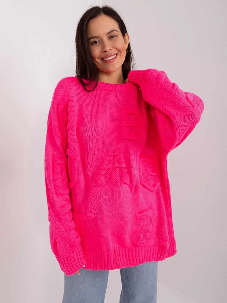 Fluo rožinis megztinis