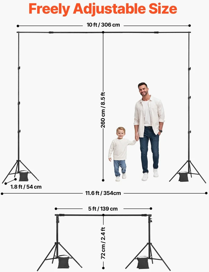 VEVOR Fonas ir stovo rinkinys su 2 trikojais