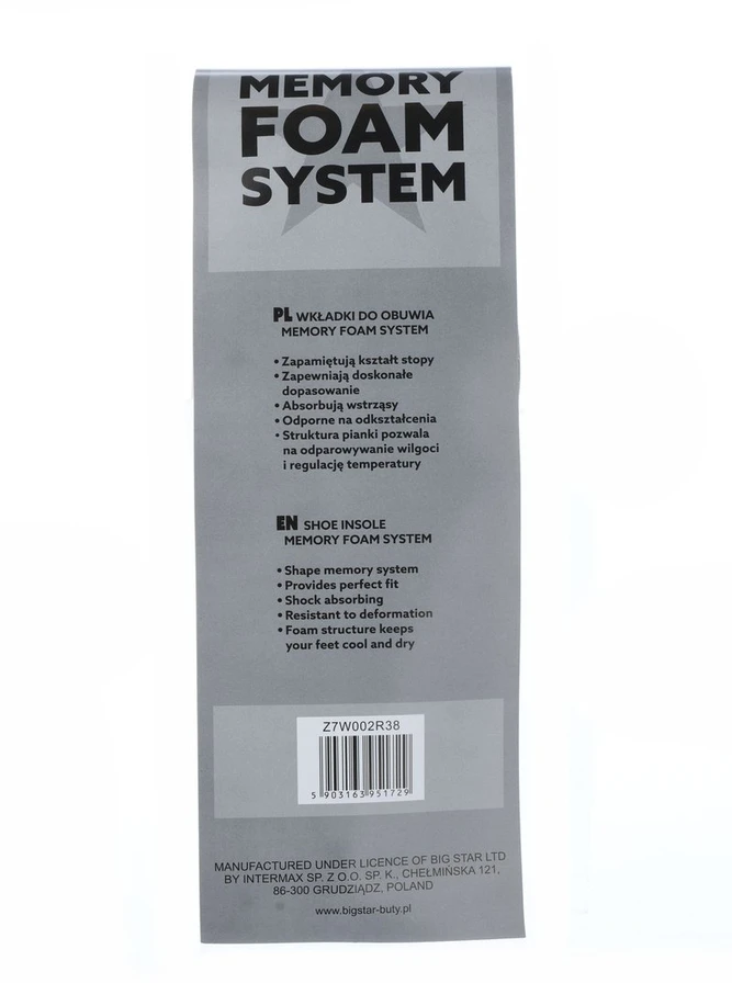 Footwear Insoles BIG STAR Memory Foam System 2 Pairs