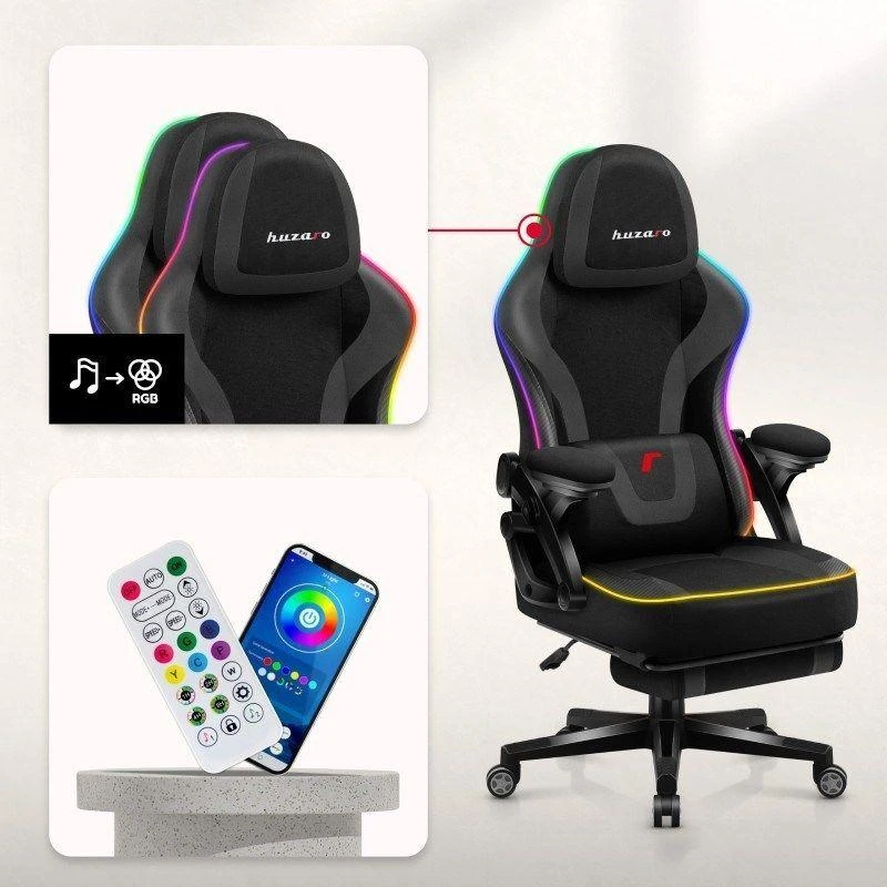 Žaidimų kėdė „Huzaro Force 4.6 Juodas Mesh RGB Smart“