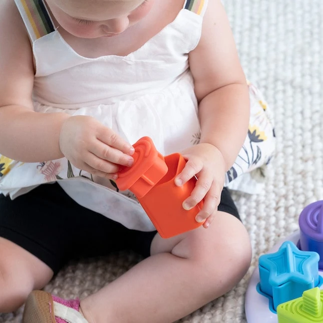 Fat Brain Toys Formų ir spalvų rūšiavimo žaidimas PLUGZY