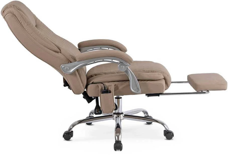 Comfort pasukama masažinė biuro kėdė su šildymo funkcija, smėlio spalvos, eko oda, moderni