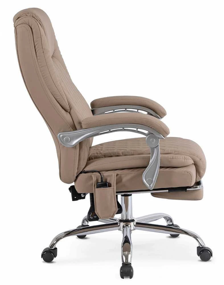 Comfort pasukama masažinė biuro kėdė su šildymo funkcija, smėlio spalvos, eko oda, moderni