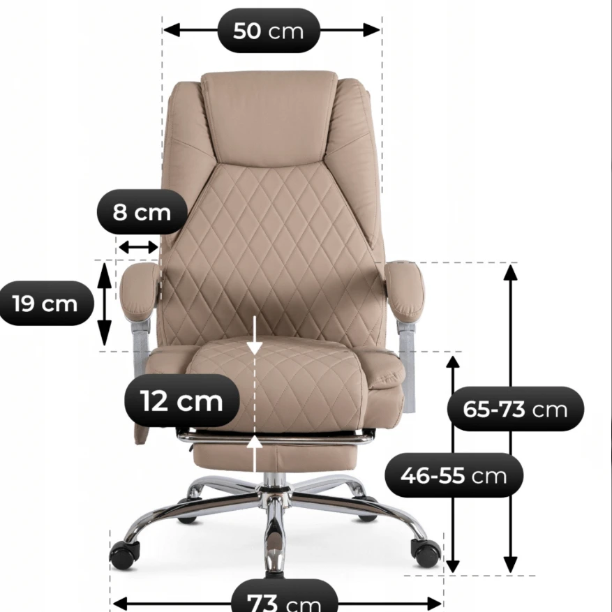 Comfort pasukama masažinė biuro kėdė su šildymo funkcija, smėlio spalvos, eko oda, moderni