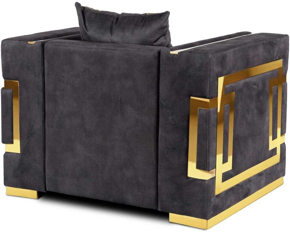 Sofa Palazas PALLO poilsio fotelis, juoda/auksinė, aksominė, modernus žavesys