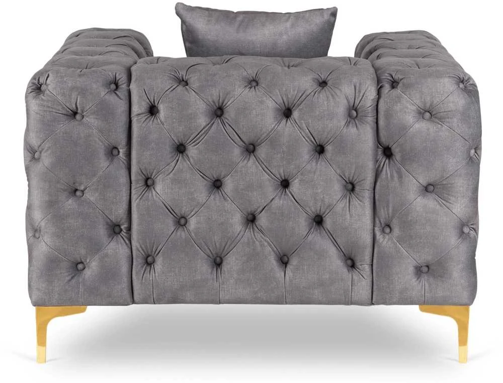 Sofa SORRENTO 1S poilsio fotelis, pilkas aksomas, modernus žavesys