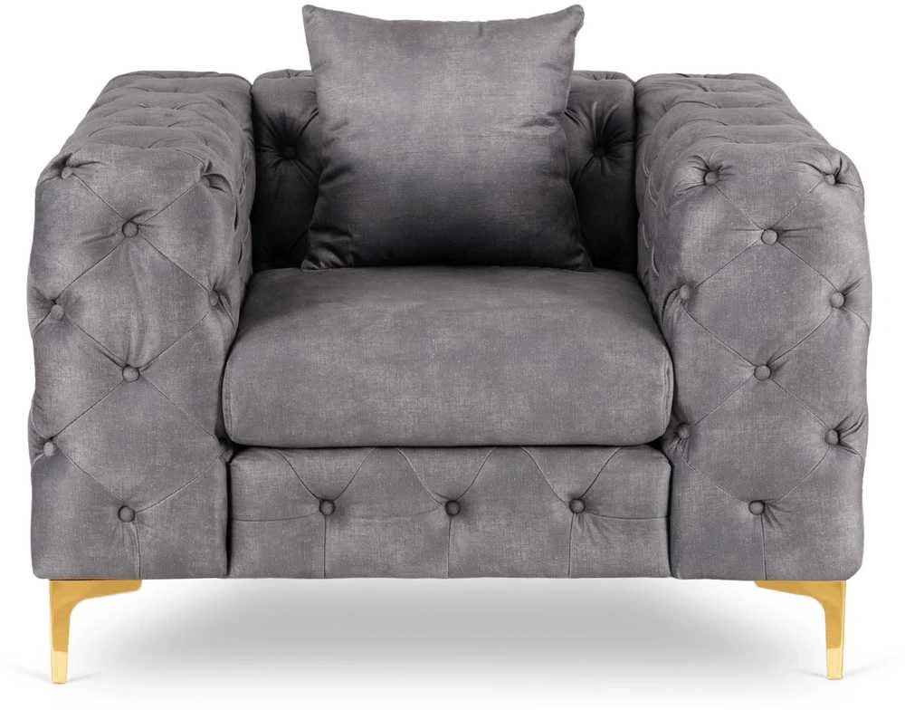 Sofa SORRENTO 1S poilsio fotelis, pilkas aksomas, modernus žavesys
