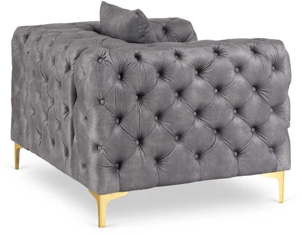 Sofa SORRENTO 1S poilsio fotelis, pilkas aksomas, modernus žavesys