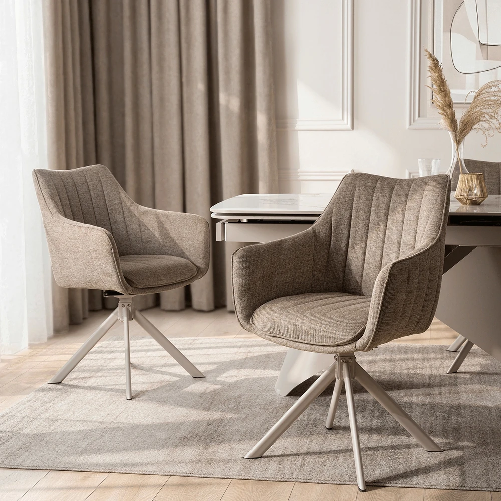 Fotelis ASPEN 2 minkštas besisukantis krėslas, smėlio spalvos/kašmyro spalvos, modernus