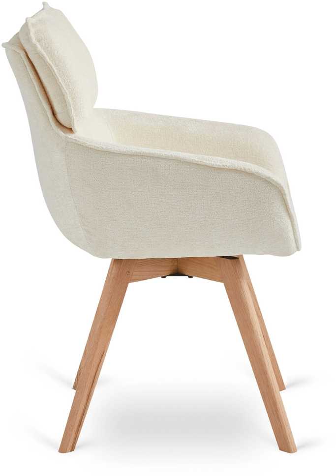 Fotelis Mebel Elite DIAS minkštas pasukamas krėslas, kreminės spalvos, modernus bukle