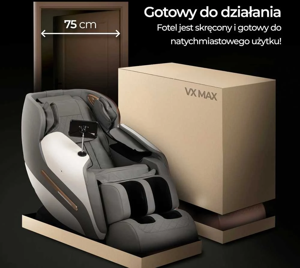 Mebel Elite Masažinis fotelis VX MAX, pilkas, aptrauktas ekologiška oda