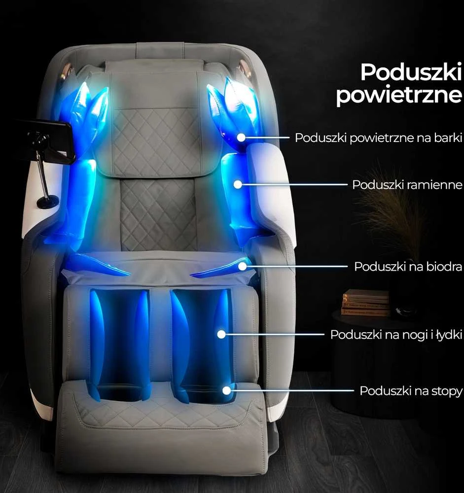 Mebel Elite Masažinis fotelis VX MAX, pilkas, aptrauktas ekologiška oda