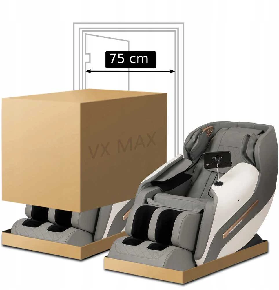 Mebel Elite Masažinis fotelis VX MAX, pilkas, aptrauktas ekologiška oda