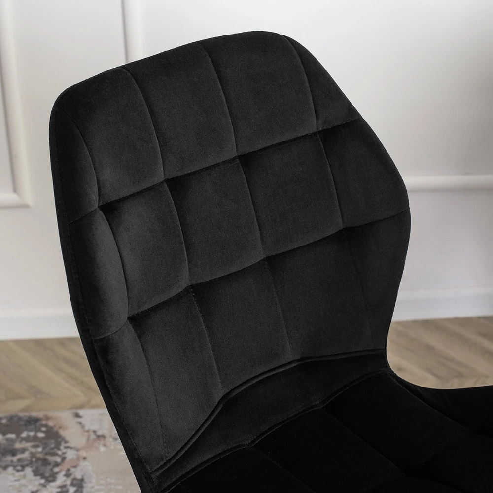 Fotelis Mebel Elite LUCKY apmuštas valgomojo krėslas, juodas aksomas, modernus loftas