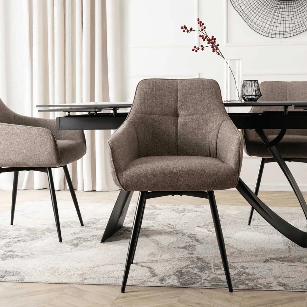 Minkštas besisukantis svetainės krėslas LARISA Cappuccino Modern