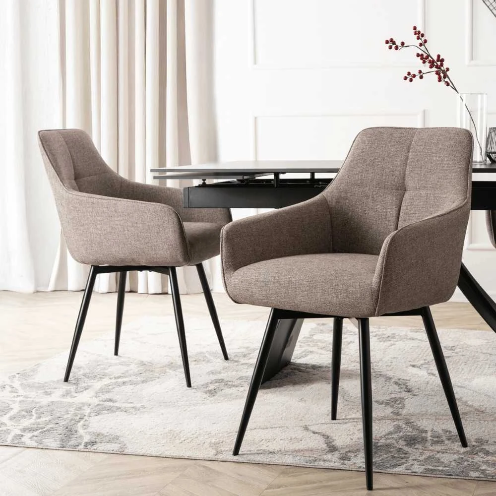 Minkštas besisukantis svetainės krėslas LARISA Cappuccino Modern