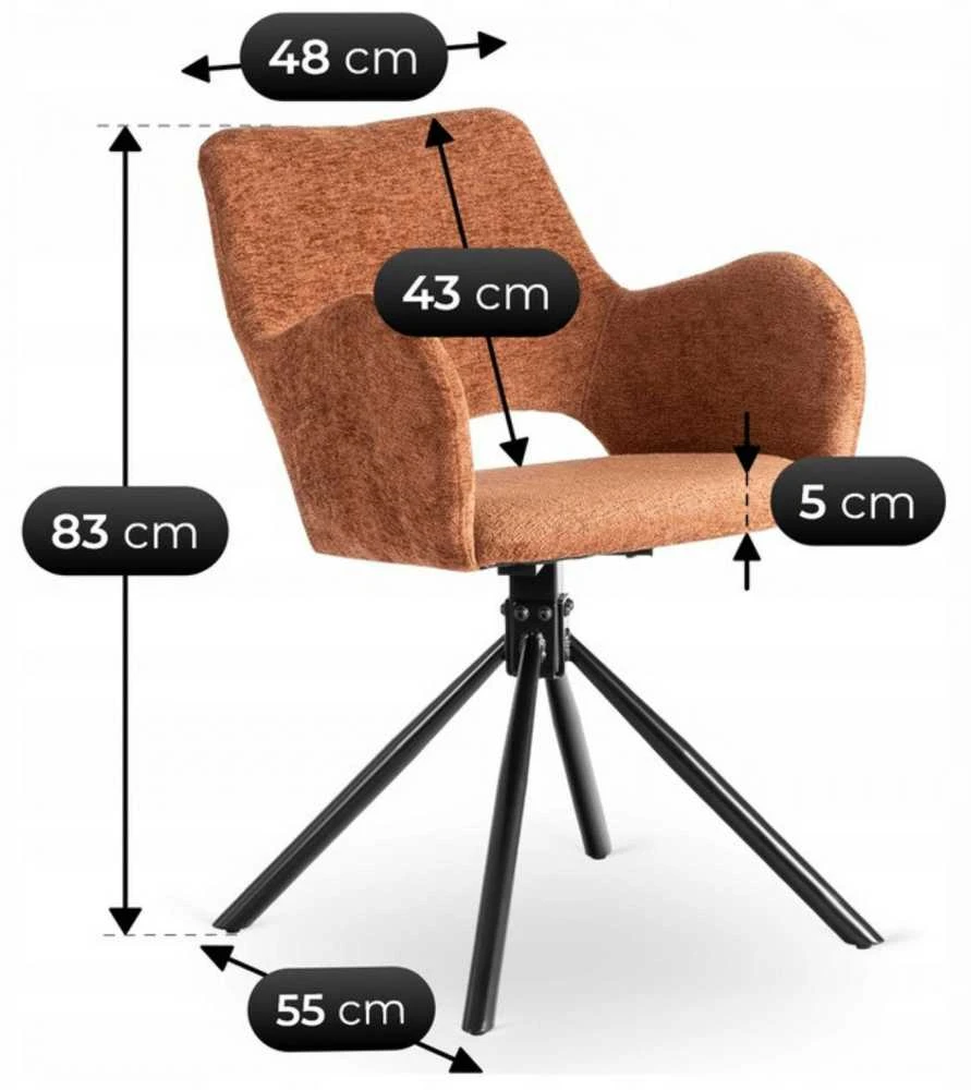Fotelis Mebel Elite Minkštas Svetainės Krėslas FLAY RUDAS