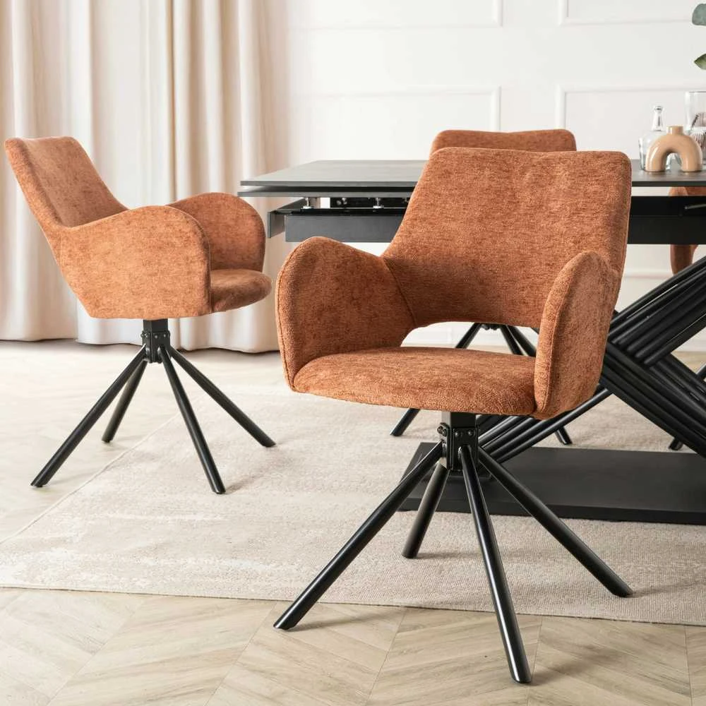 Fotelis Mebel Elite Minkštas Svetainės Krėslas FLAY RUDAS