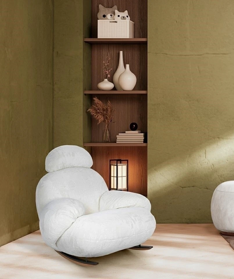 Fotelis PLUSH FUR, baltas