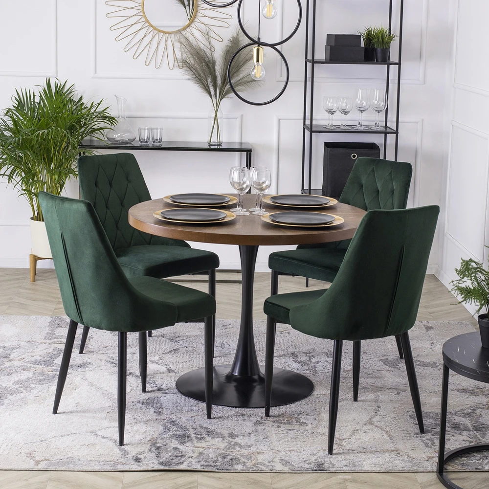 Fotelis Mebel Elite Minkšta veliūrinė kėdė, skirta svetainei valgomajam Loft dygsniuota žalia kamštiena
