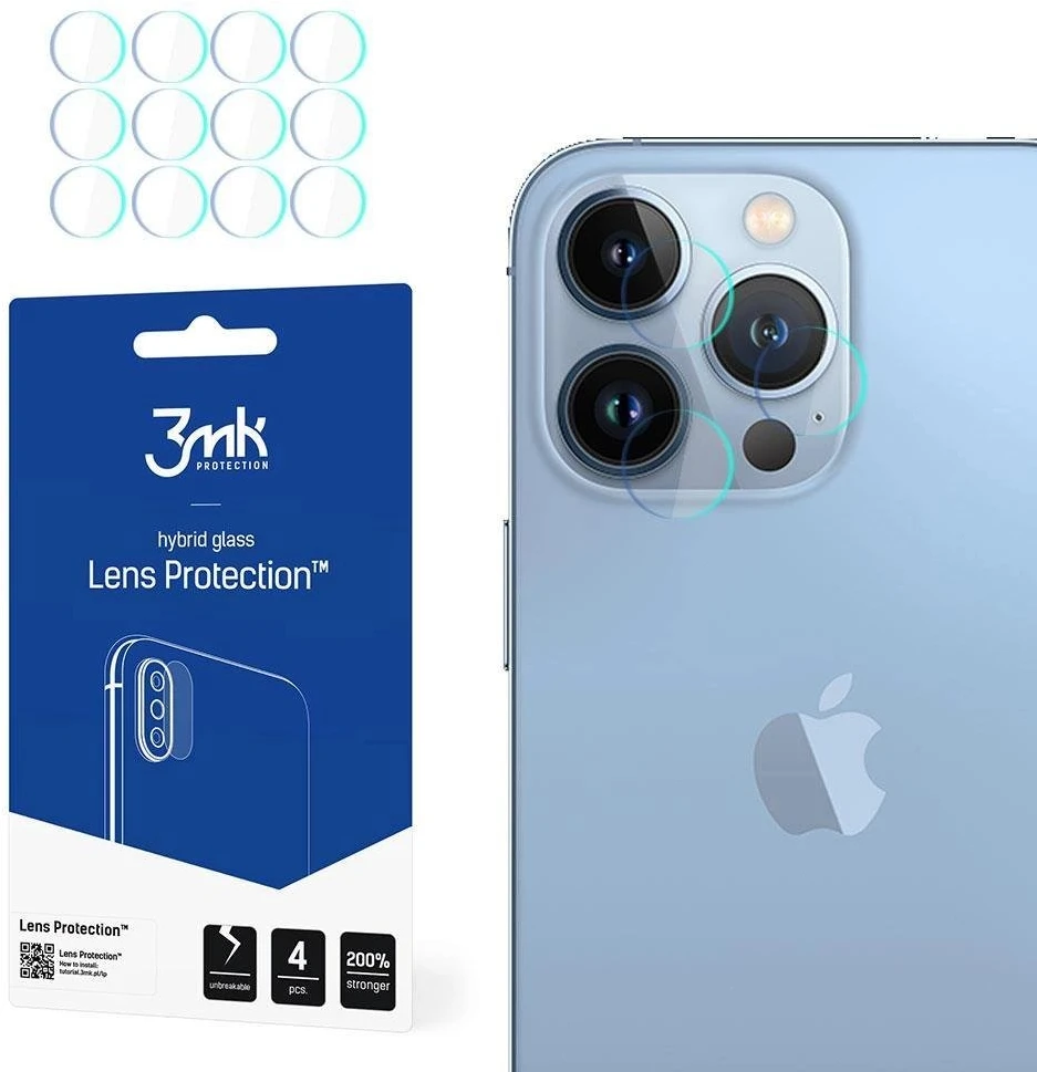 LCD apsauginė plėvelė kamerai 3MK Hybrid Glass Lens Apple iPhone 13 Pro Max