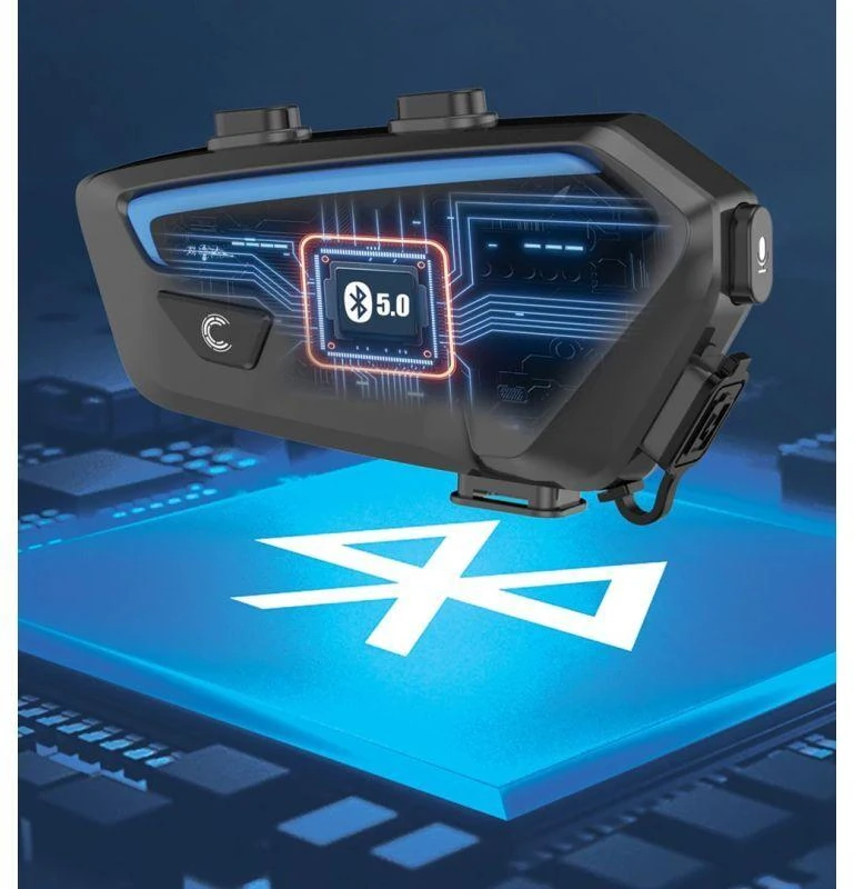 Motociklo Interkomas - FREEDCONN FX Bluetooth 5.0, 2000 m Diapazonas, IP67 Juodas