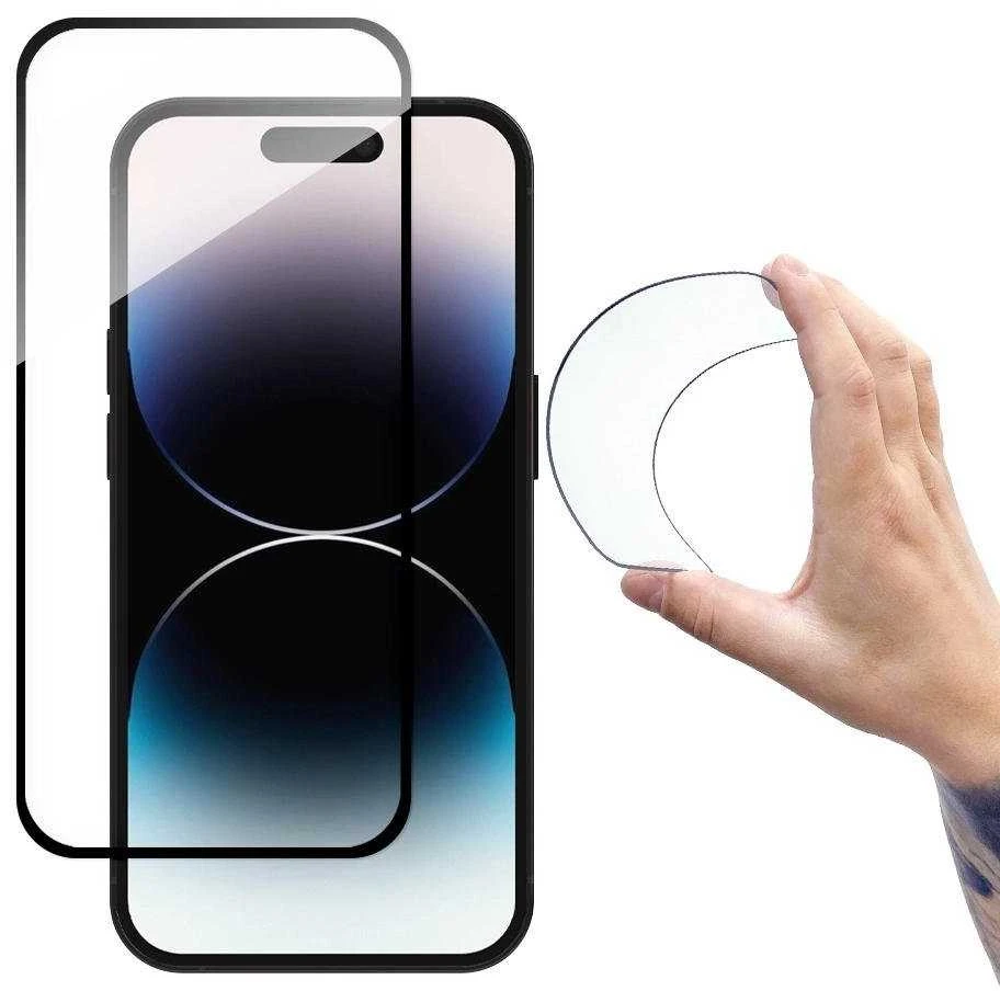 Wozinsky Full Cover Flexi Nano Glass apsauginis stiklas Apple iPhone 14 Pro flexible with a juodas frame