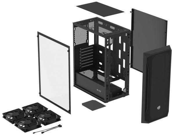Ausinės FURY KOMPIUTERIO KORPUSAS FURY SHOBO SH4F MIDI TOWER Juodas SU LANGU