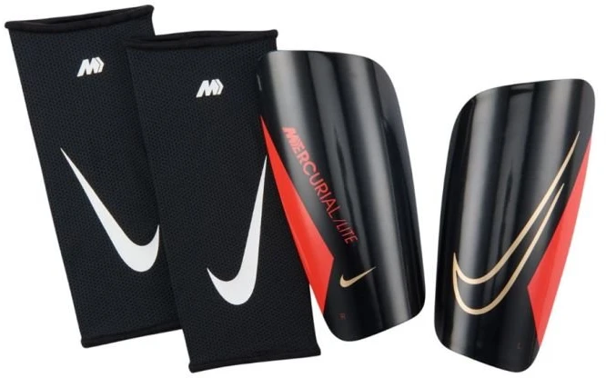 Futbolo blauzdų apsaugos Nike Mercurial Lite, juodos ir raudonos spalvos, XL dydis
